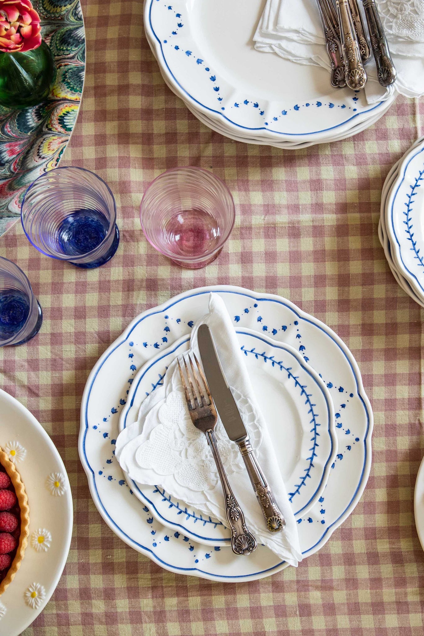 Aeneas Dinner Plate, Blue, Set of 4 - Skye McAlpine Tavola