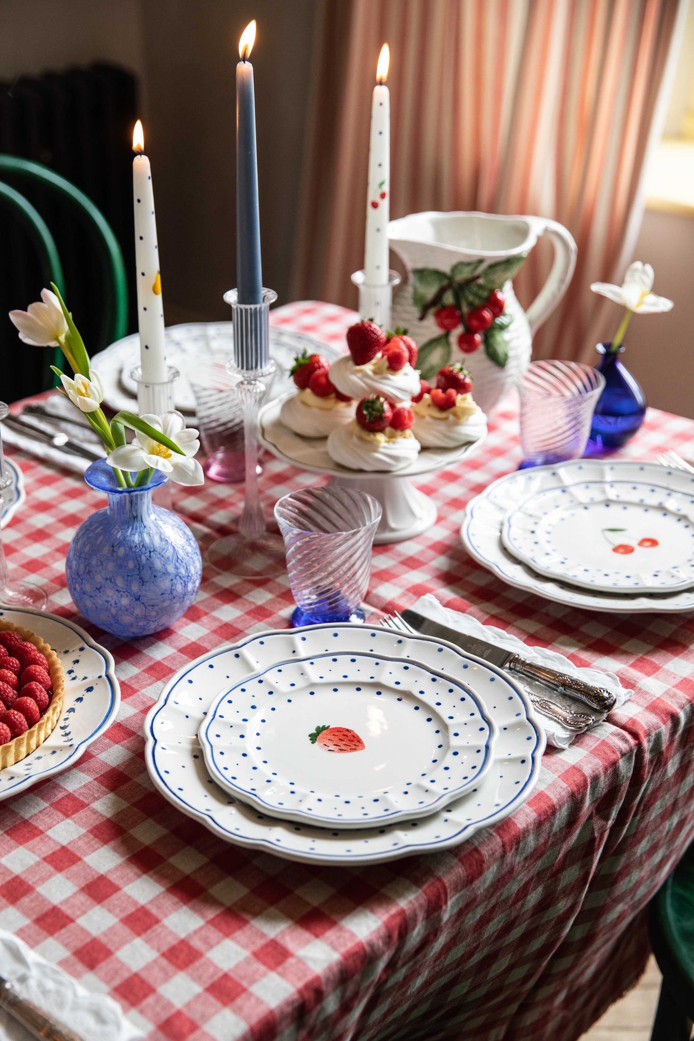 Tutti Frutti Polka Dot Side Plate, Strawberry, Set of 4 - Skye McAlpine Tavola