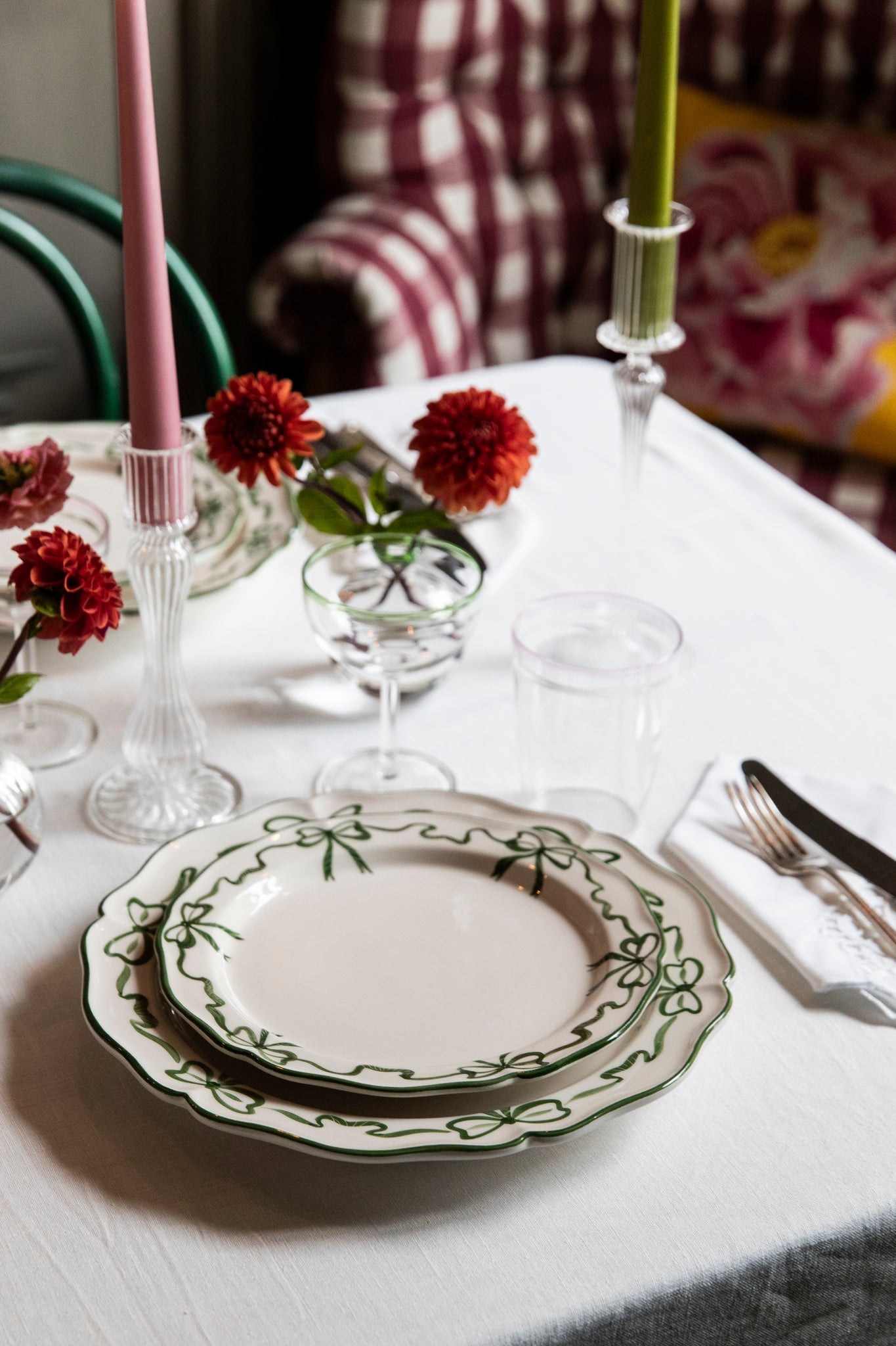 Fiocco Dinner Plate, Green, Set of 4