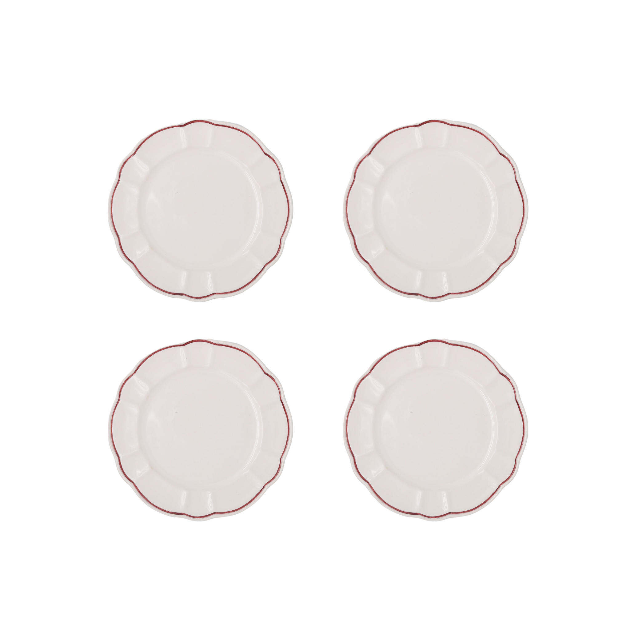 Romilly Side Plate, Red, Set of 4 - Skye McAlpine Tavola