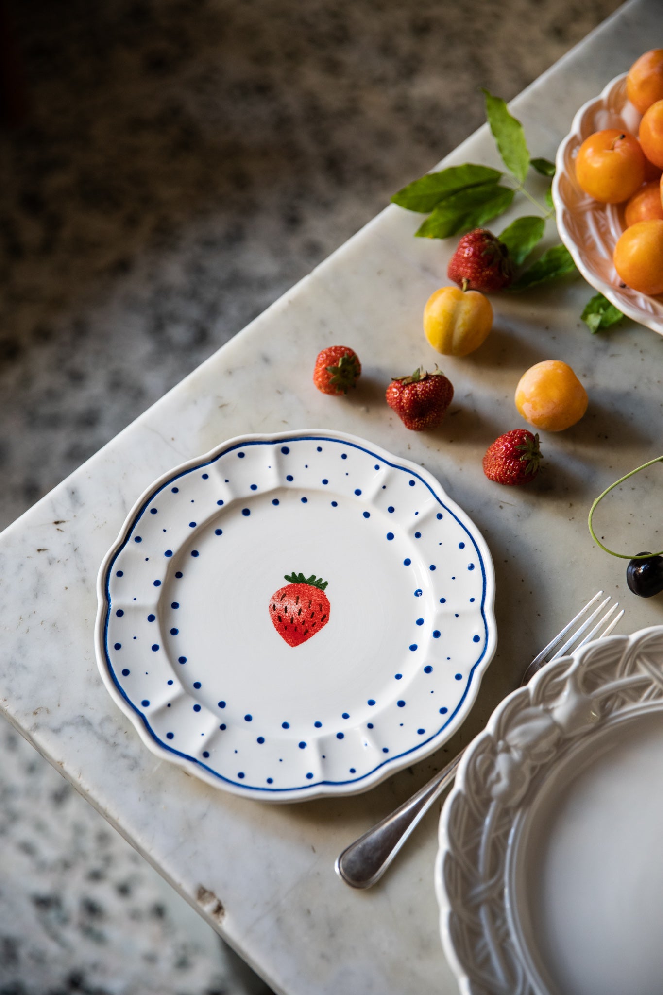 Tutti Frutti Polka Dot Side Plate, Strawberry - Skye McAlpine Tavola